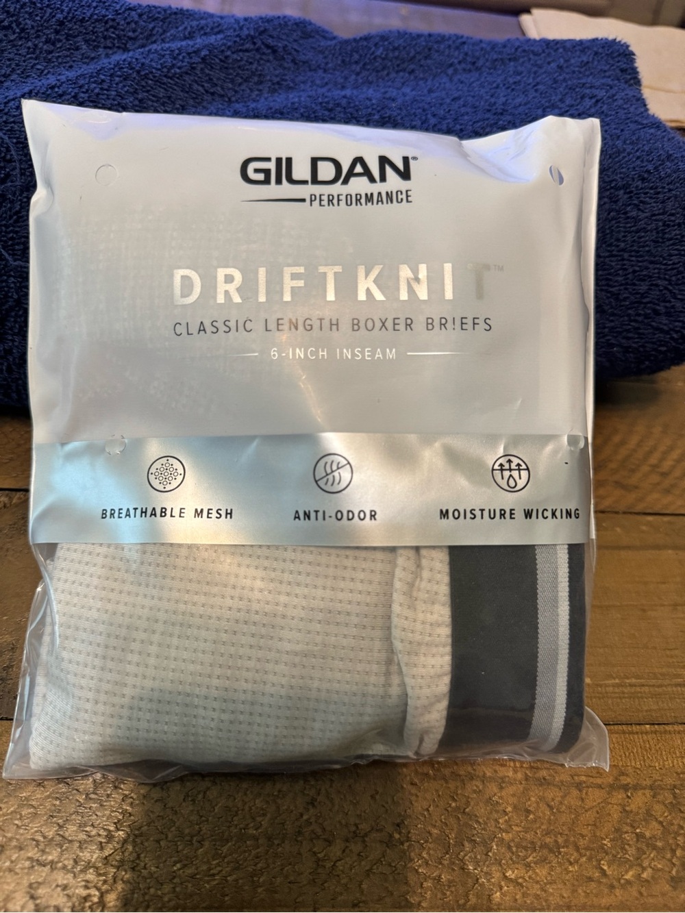Gildan DriftKnit Classic Length Boxer Briefs - Light Gray & Black
